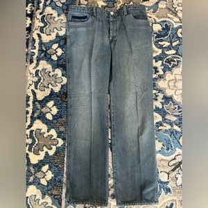 Brioni Jeans Quiet Luxury 5-Pocket Denim Navy w/ Leather Trim